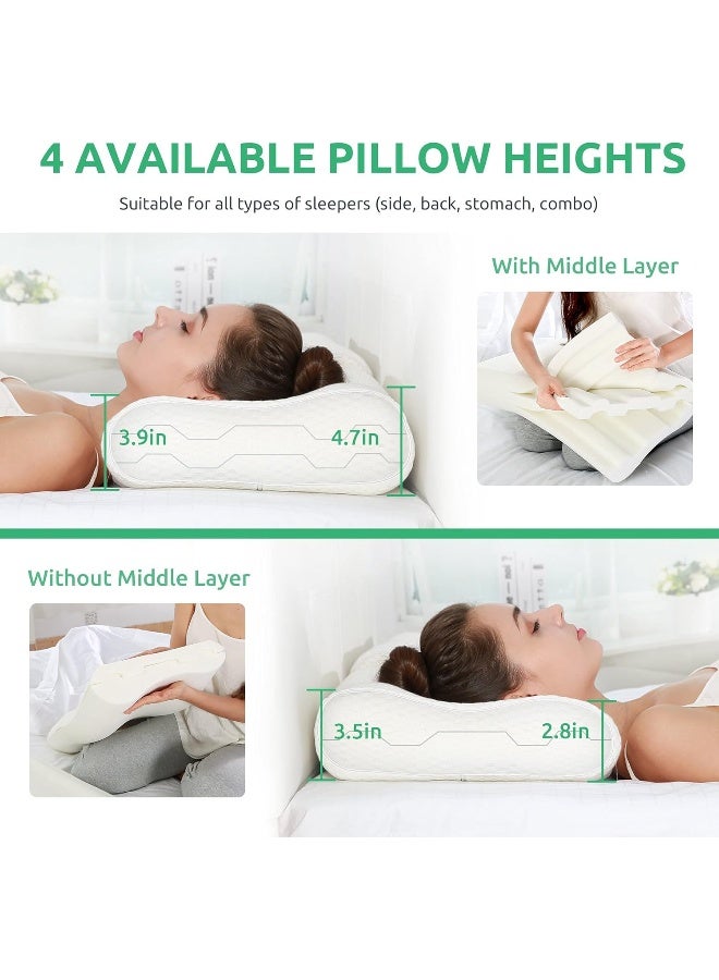 UTTU Sandwich Pillow Queen Size, Contour Pillow for Side Sleepers, Orthopedic Pillow for Neck Pain Relief, Cervical Memory Foam Pillow for Back Pain, Adjustable Memory Foam Pillow, CertiPUR-US - Image 4